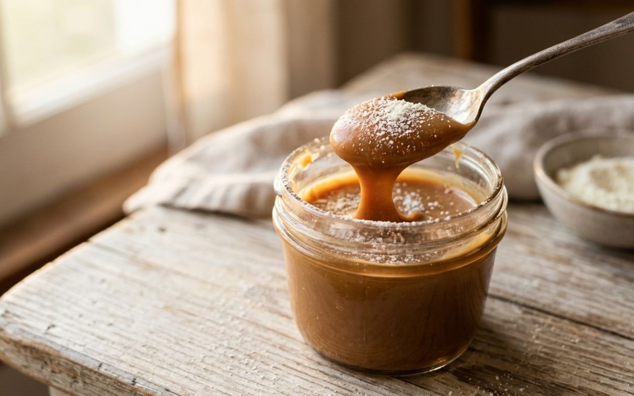 Doce de Leite Fit de Colher Feito com Leite em Pó e Adoçante Natural