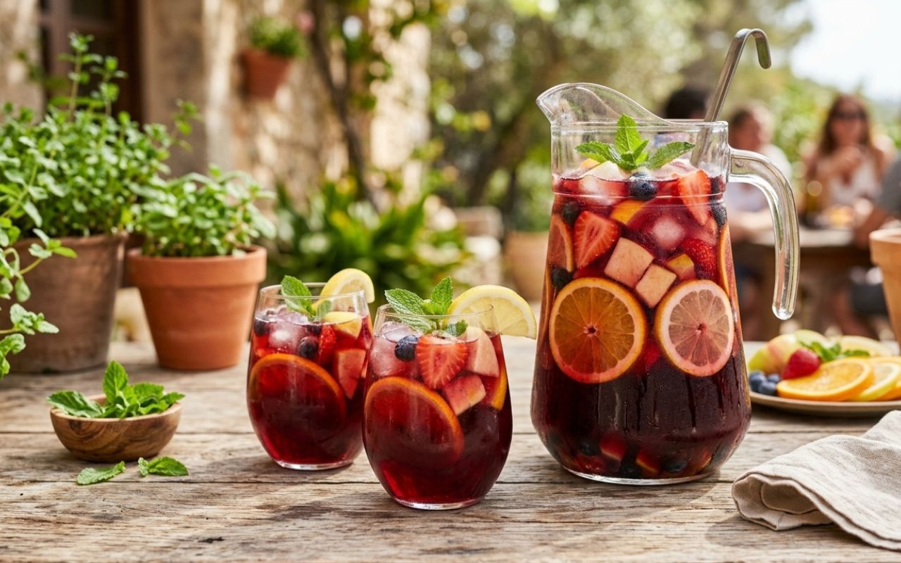 Sangria Espanhola com Vinho Tinto e Frutas